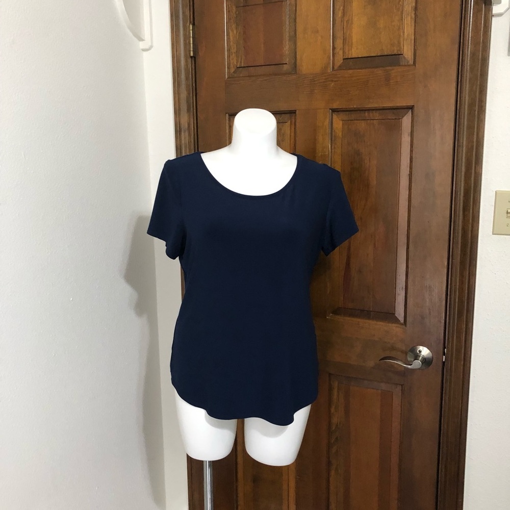 Navy nylon short sleeved blouse